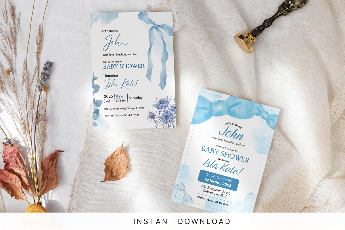 Blue Baby Shower Invitation Template, an Invitation Template by Snapybiz (Photo 2 of 7)