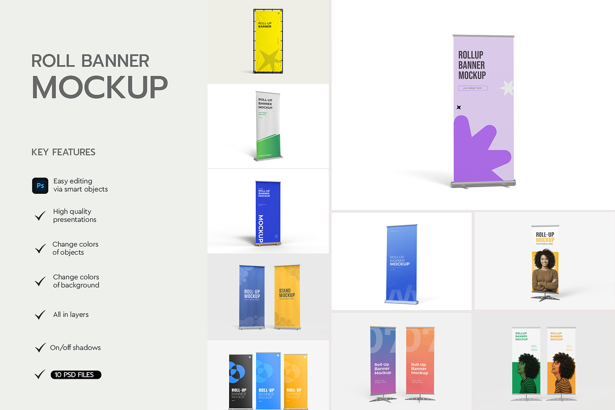 Roll-Up Banner Display Mockup Bundle, an Advertising Mockup by graphypix (Photo 3 of 14)