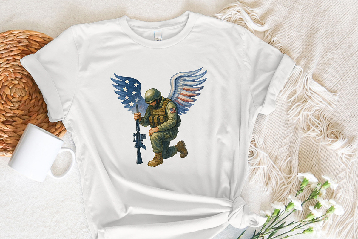 American Soldier Angel Man Praying, an Illustration by SharpMarketplace (Photo 7 of 9)