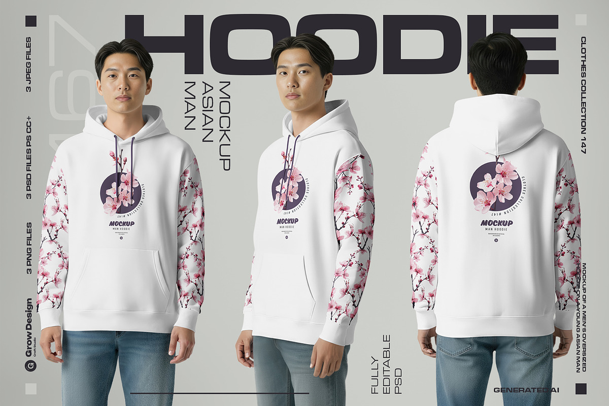 Oversized Hoodie Mockup on Asian Man, a Hoody Mockup by Grow Design Craft Studio (Photo 1 of 7)