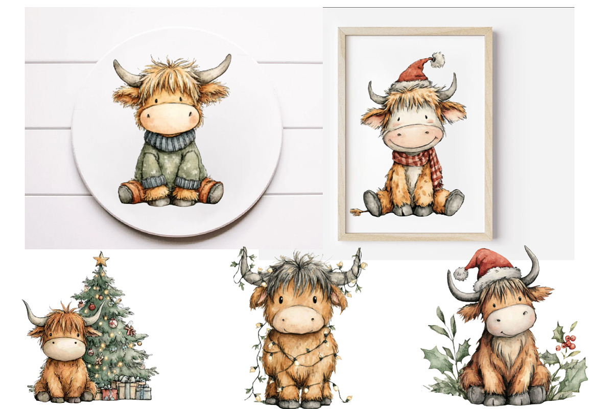 Christmas Highland Cow, an Illustration by Designworld (Photo 3 of 6)