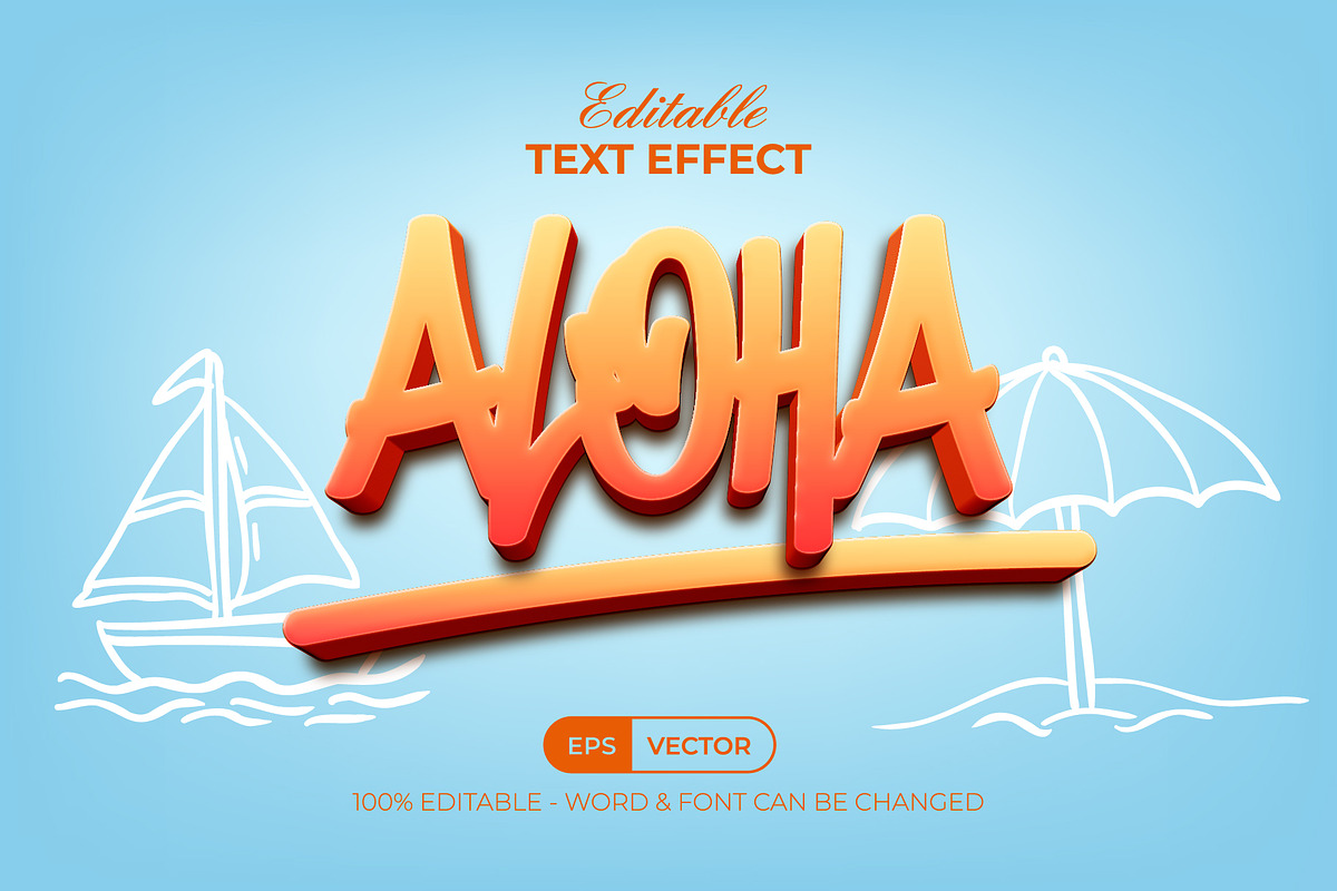 Aloha Summer Text Effect 3D Style, a Layer Style Add-On by Mockmenot (Photo 1 of 2)