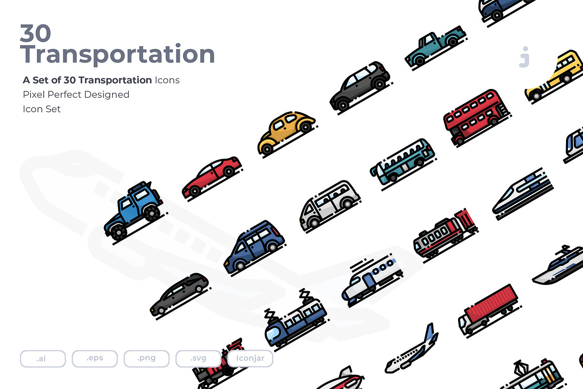 30 Transportation Icon set, an Outline Icon by Just Icon
