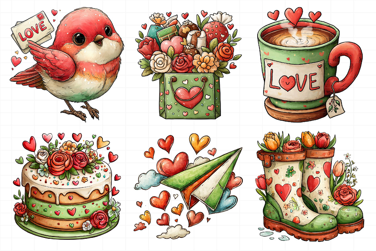 Whimsical Valentine Clipart Png, an Illustration by Daily.Designs (Photo 6 of 7)
