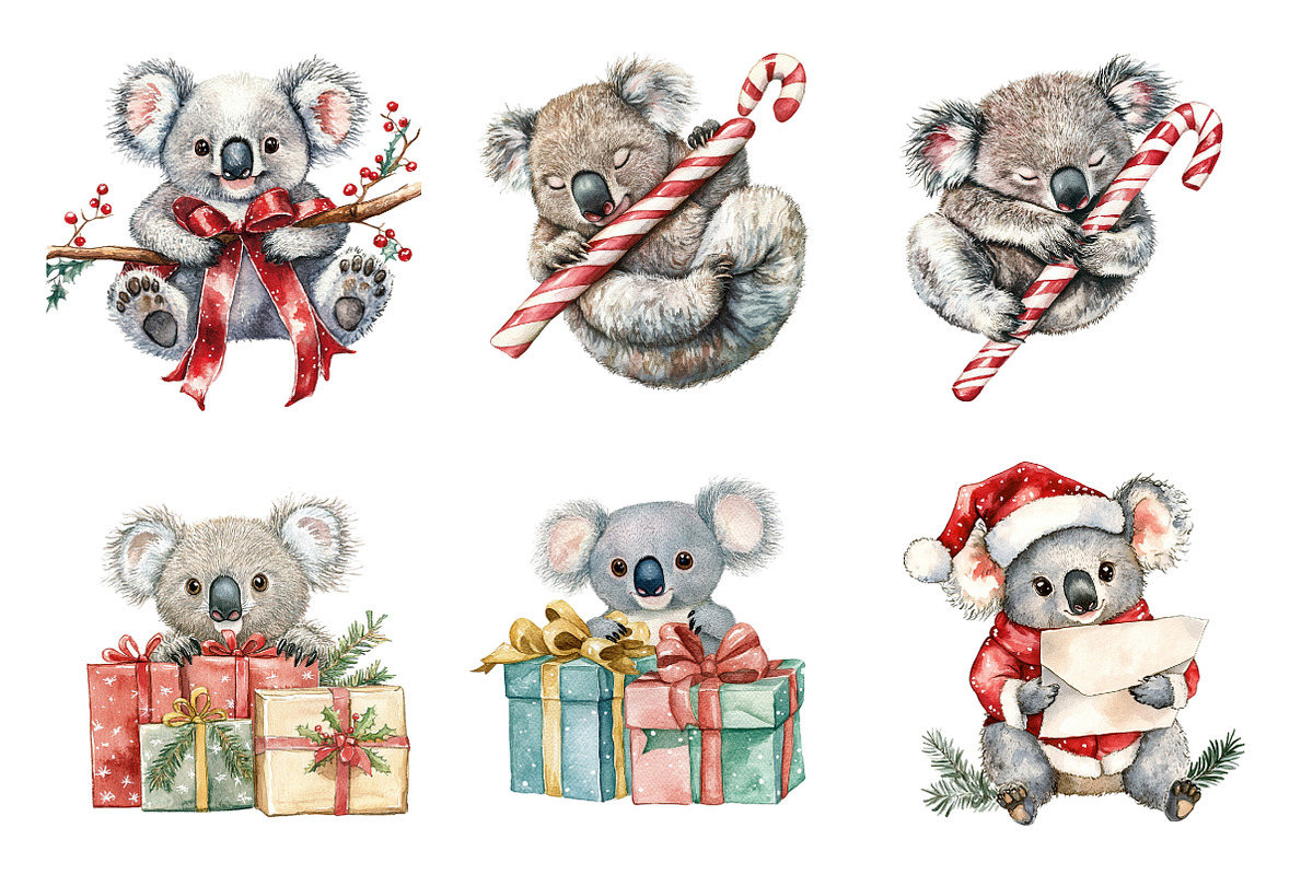 Christmas Koala Clipart, an Illustration by Design Market (Photo 4 of 4)