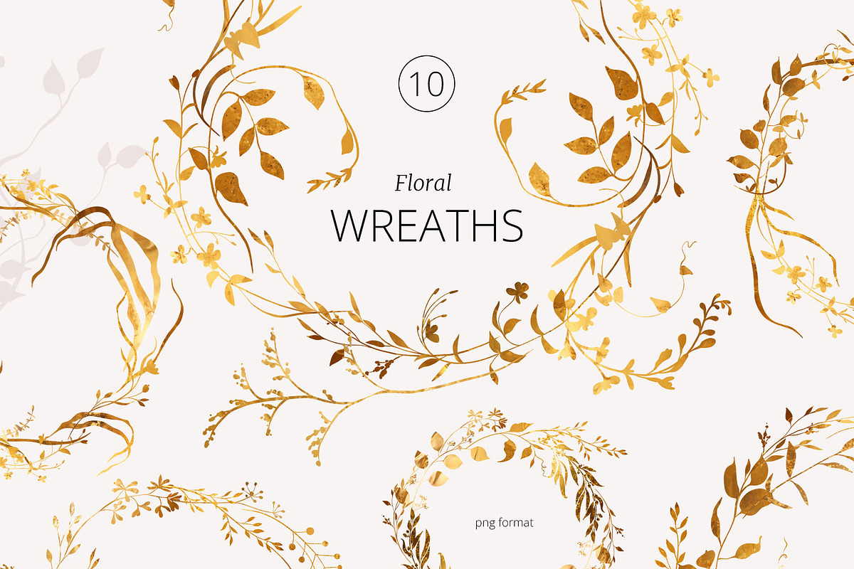 GOLDEN PLANTS leaves and flowers, a Decorative Illustration by Yuliia Lashevska (Photo 4 of 12)