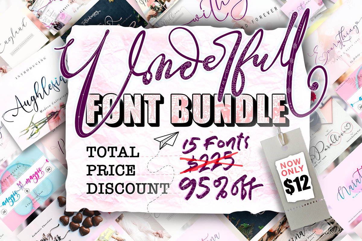 The 15 in 1 Wonderful Font Bundle, a Script Font by Aldedesign (Photo 1 of 36)