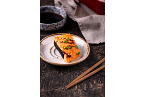 Baked sushi roll cake with crab, a Food & Drink Photo by Yulia Furman