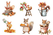 Fall Squirrels Garden Clipart, an Illustration by CreationArt (Thumbnail 2 of 5)