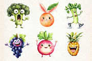 Funny Fruits & Vegetables Clipart, an Illustration by Dream Creation (Thumbnail 2 of 6)