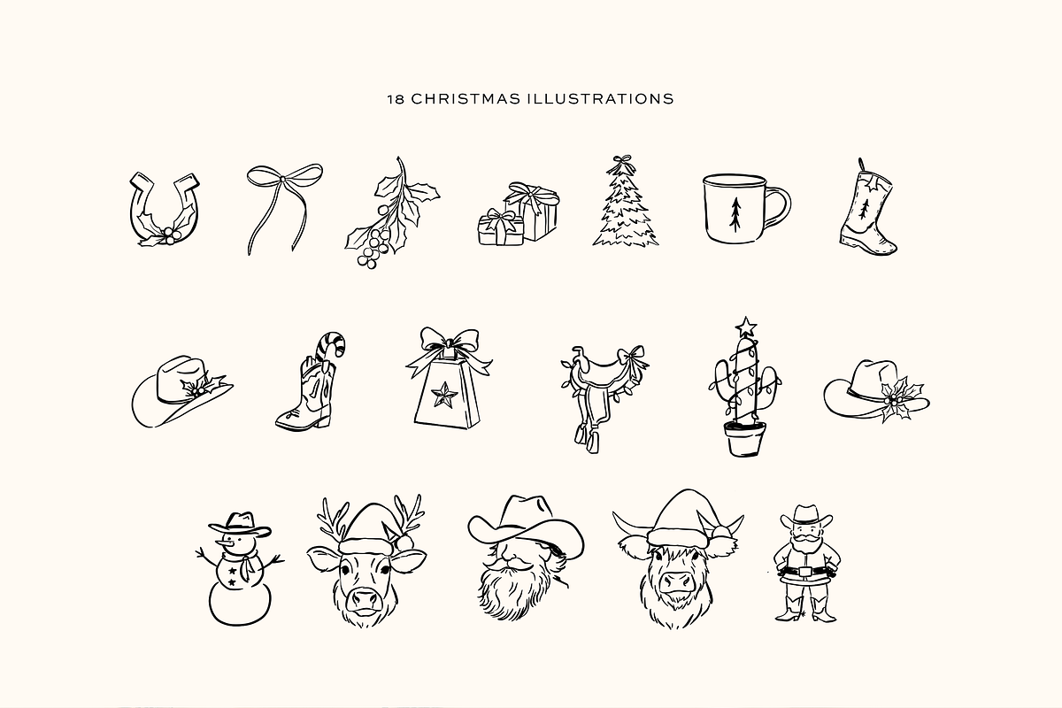 Cowboy Christmas Illustrations, a Seasonal Illustration by Kellie Lynn Media (Photo 2 of 6)