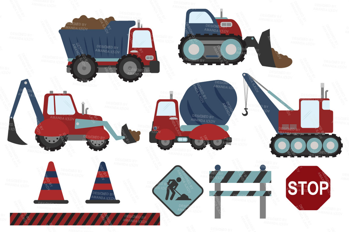 Americana Vector Construction Trucks, an Illustration by Amanda Ilkov (Photo 2 of 2)