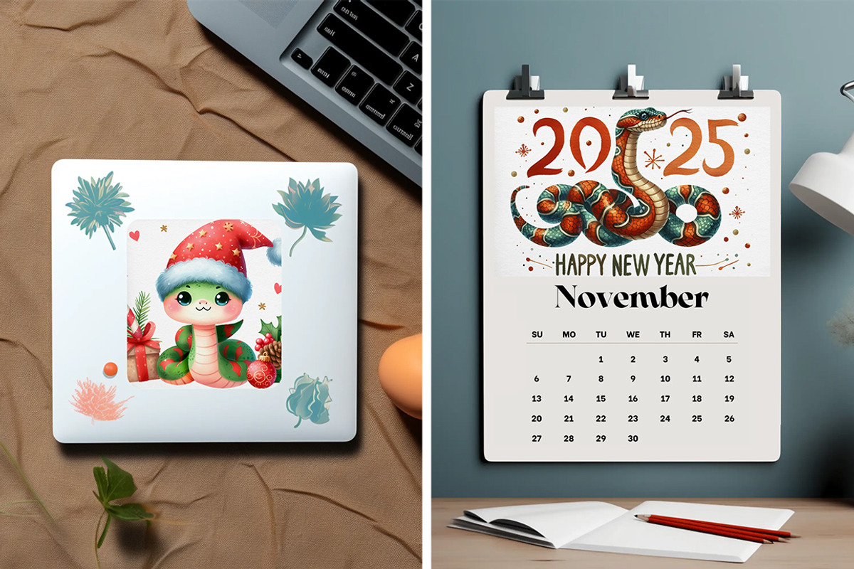 Snake 2025 Watercolor Clipart PNG, a Seasonal Illustration by FITALARTSNEDIGI (Photo 7 of 8)
