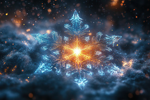 Beautifully illuminated snowflake de, a Photo by Tanuart