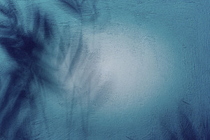 Textured blue concrete wall with soft falling shadow from tropic, an Abstract Photo by ndanko