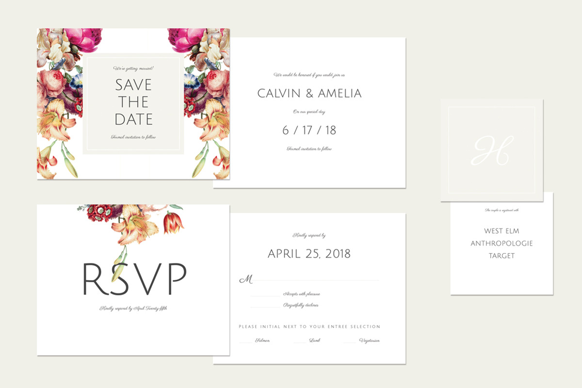 Vintage Garden Wedding Invite Suite, an Invitation Template by Prixel Creative (Photo 6 of 8)