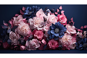 bouquet pink and navy flowers ai, a Nature Photo by pikepicture