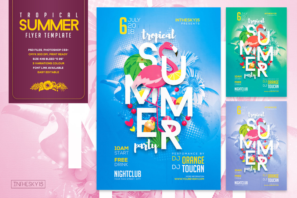 Tropical Summer Party Flyer Template, a Flyer Template by InTheSky15 (Photo 1 of 4)