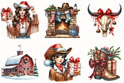 Watercolor Western Christmas Clipart, an Illustration by OK Design (Thumbnail 3 of 5)