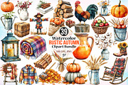 Watercolor Rustic Autumn Clipart PNG, an Illustration by Canvas Craft (Thumbnail 1 of 3)