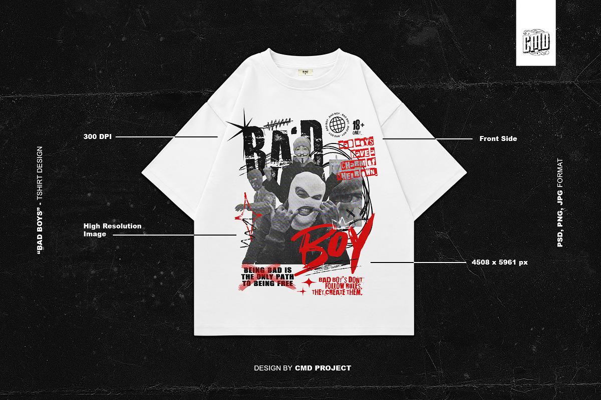 Bad Boys Streetwear T-Shirt Design, an Object Graphic by Cmd Project (Photo 2 of 9)
