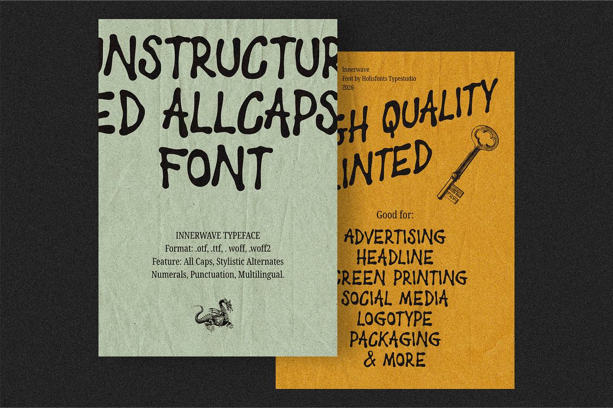 Innerwave All Caps Brush, a Handwritten Font by 24Design Studios (Photo 6 of 9)