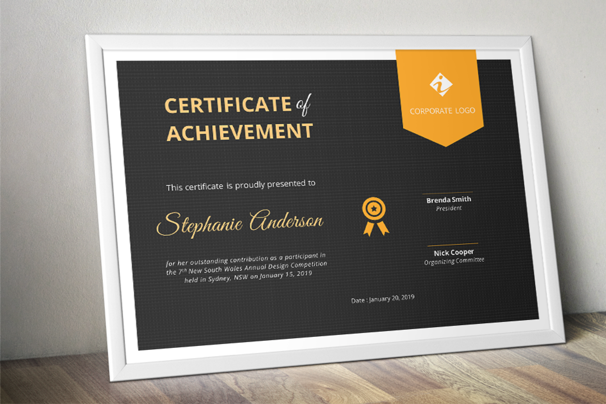 Dark ribbon Word certificate (docx), a Stationery Template by Inkpower (Photo 3 of 6)