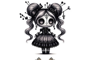 Lolita Goth Style Voodoo Doll PNGs