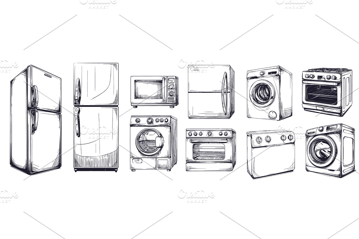 Sketch household appliances. Hand, an Object Illustration by Stock-Smart-Start