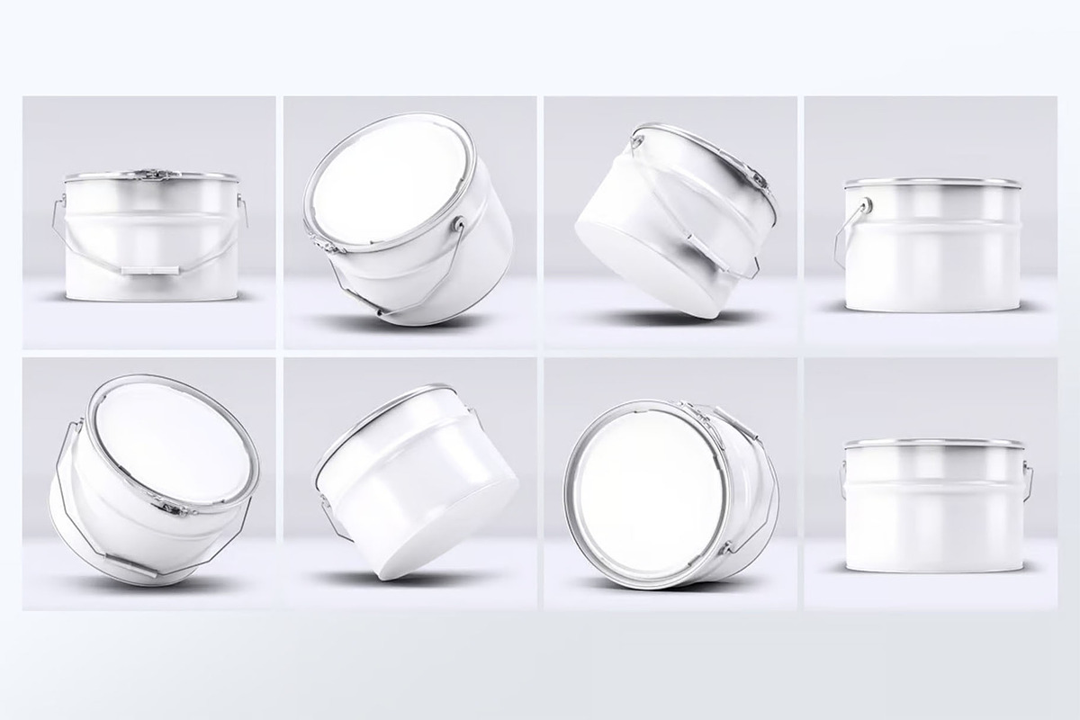 Metal Paint Bucket Mock-Up, a Product Mockup by DesignRushMarket (Photo 2 of 8)