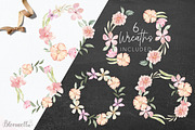 Watercolour Flew Flowers Wreaths Set, an Object Graphic by Bloomella (Thumbnail 3 of 8)