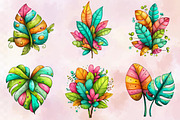 Whimsical Summer Tropical Leaf Clipa, an Illustration by SVGArt (Thumbnail 2 of 9)