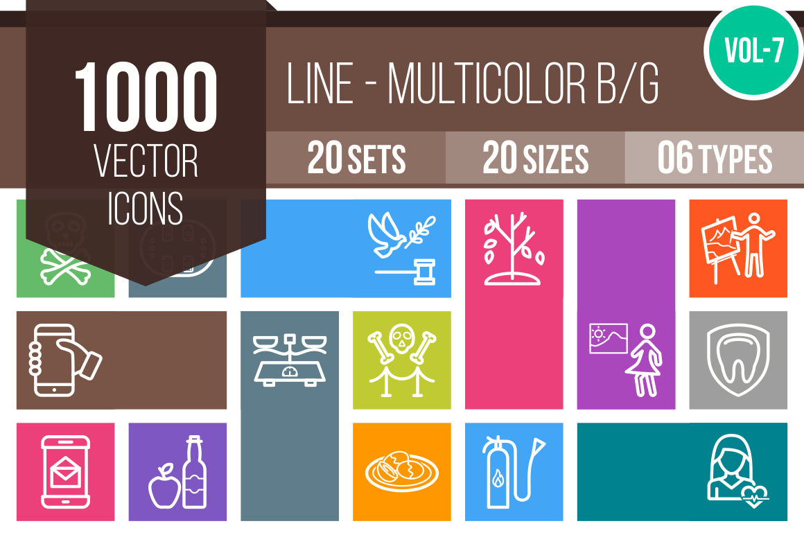1000 Line Multicolor Icons (V7), an Outline Icon by IconBunny