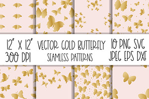 Pink & Gold Butterfly Digital Paper