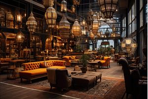 Elegant lounge interior with ornate, an Arts & Entertainment Photo by Ylivdesign