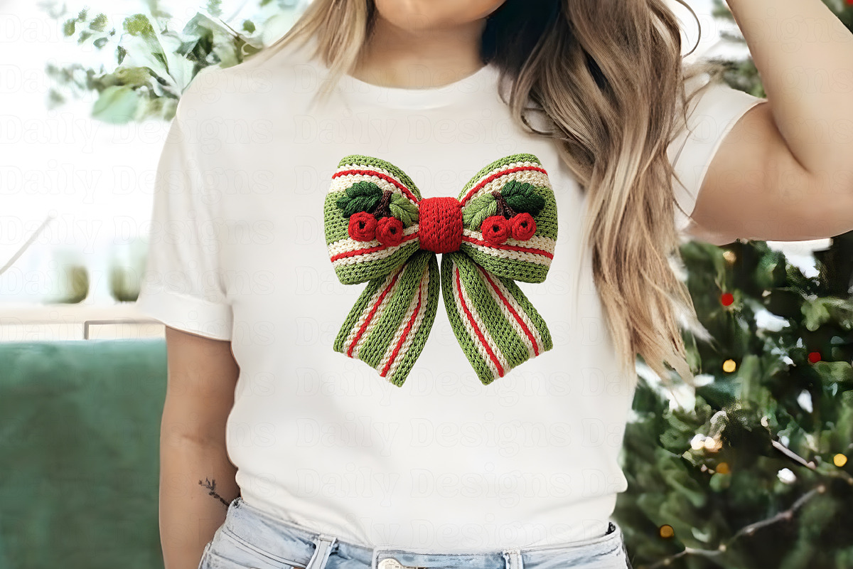 Christmas Coquette Bow Crochet Faux, an Illustration by Daily.Designs (Photo 4 of 5)