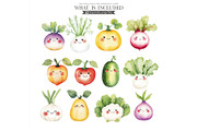 Cute Vegetables Watercolor Clipart, an Illustration by CharmClipart (Thumbnail 4 of 10)