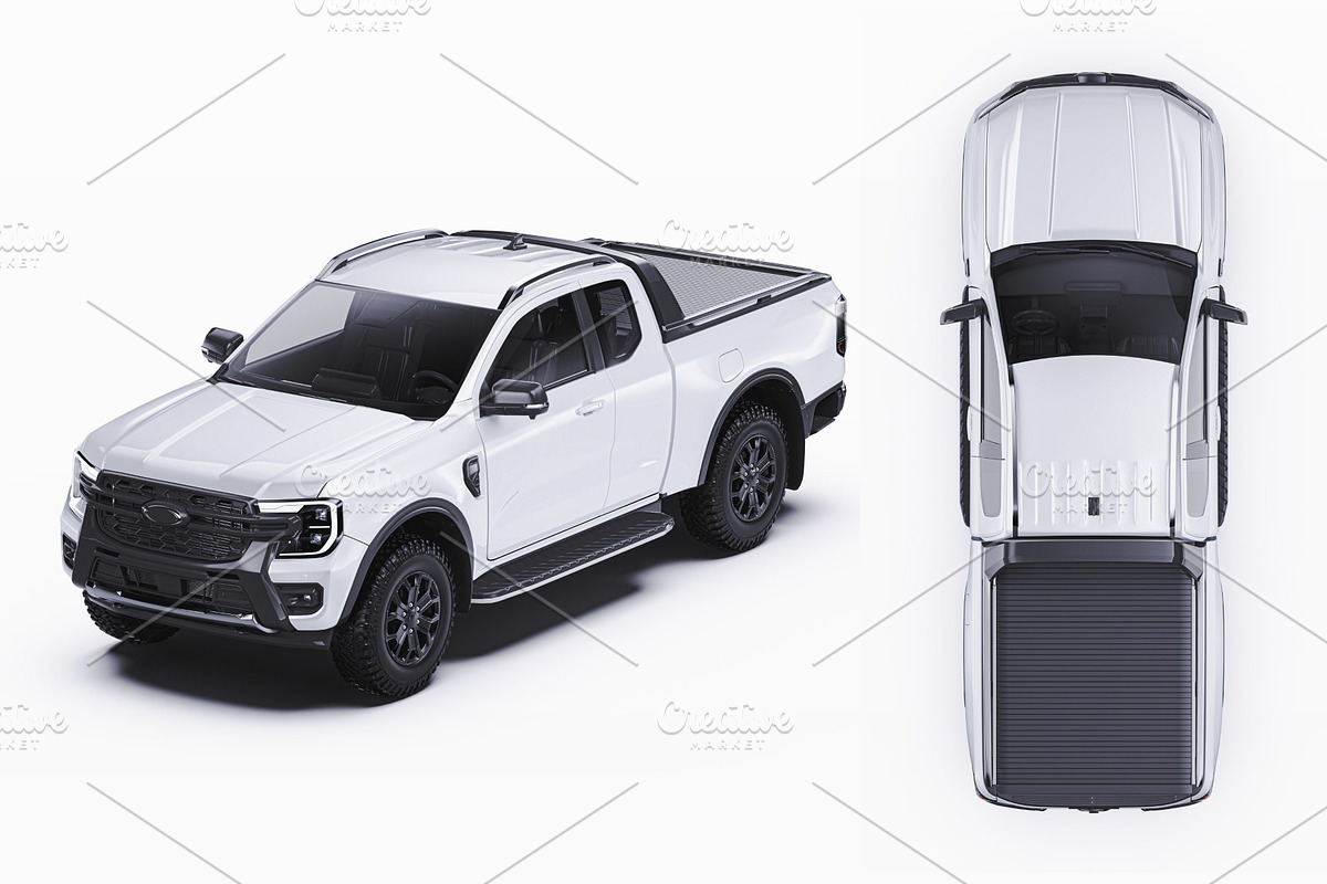 Super Cab 4x4 Pickup Wrap Mockup Set, a Product Mockup by Halal Graphic Studio (Photo 15 of 15)