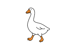 Walking goose in cartoon style, one, an Animal Illustration by GraphiShop