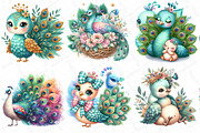 Watercolor Cute Peacock Clipart, an Illustration by DreamPrint404 (Thumbnail 2 of 5)
