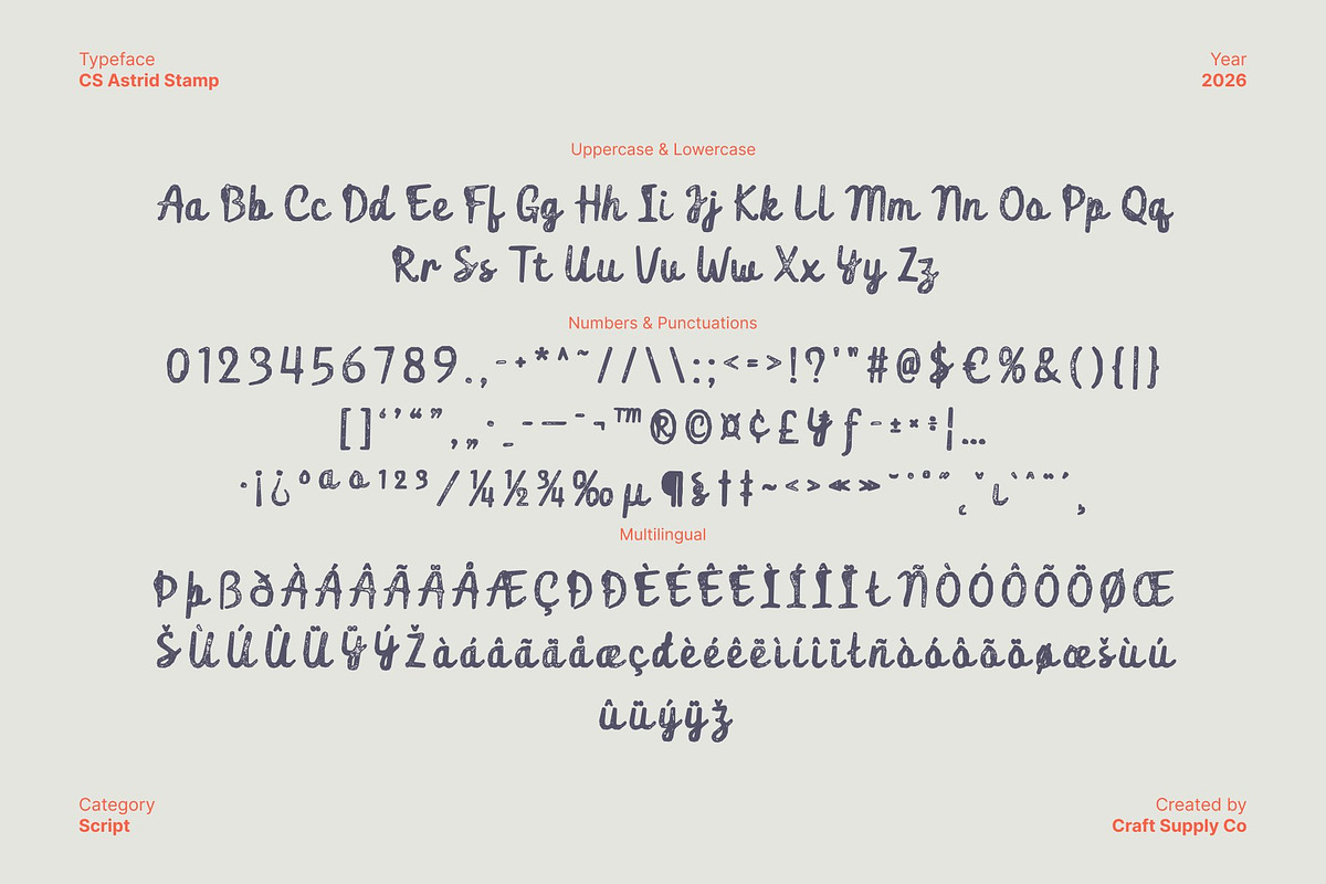 CS Astrid Stamp, a Script Font by Craft Supply Co. (Photo 8 of 8)