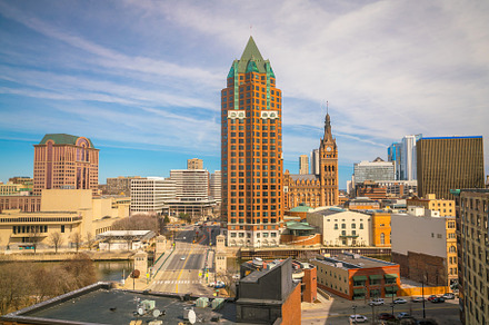 Downtown skyline with Buildings in Milwaukee USA, an Architecture Photo by f11photo