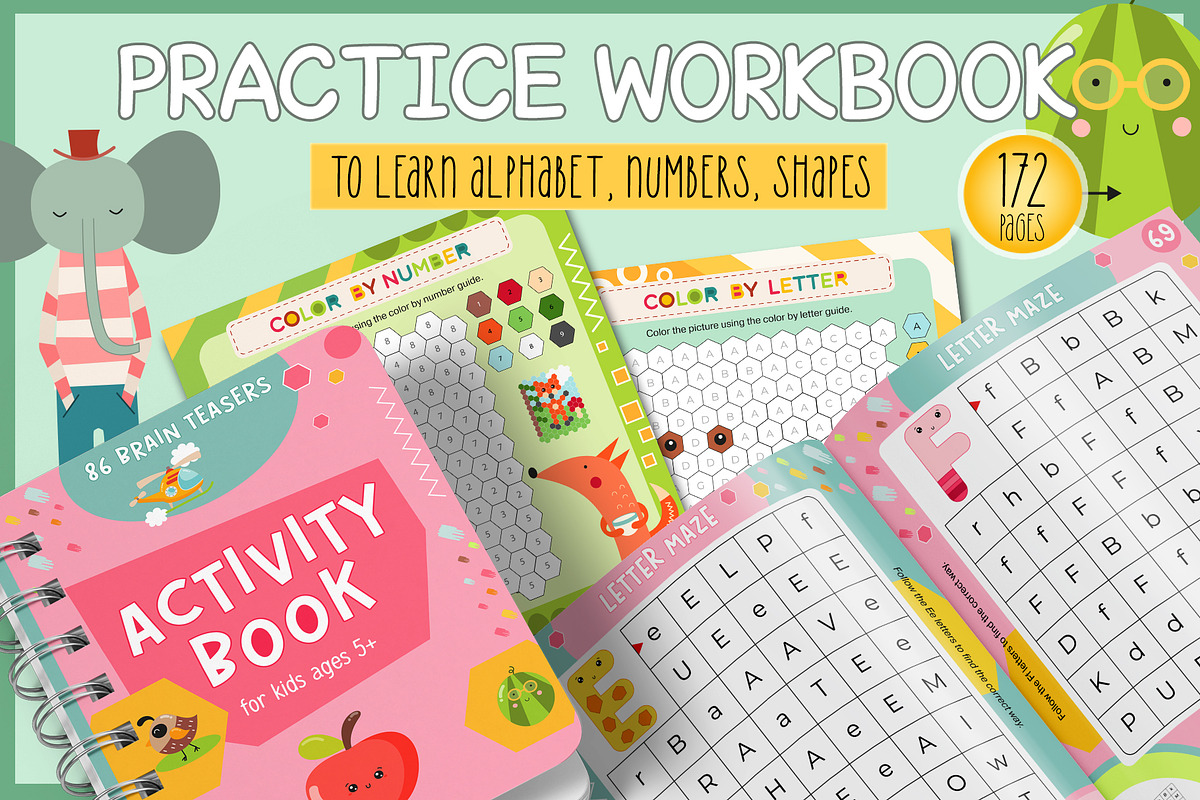 Practice Workbook for Kindergarten, an Education Illustration by Nursery Art (Photo 1 of 8)