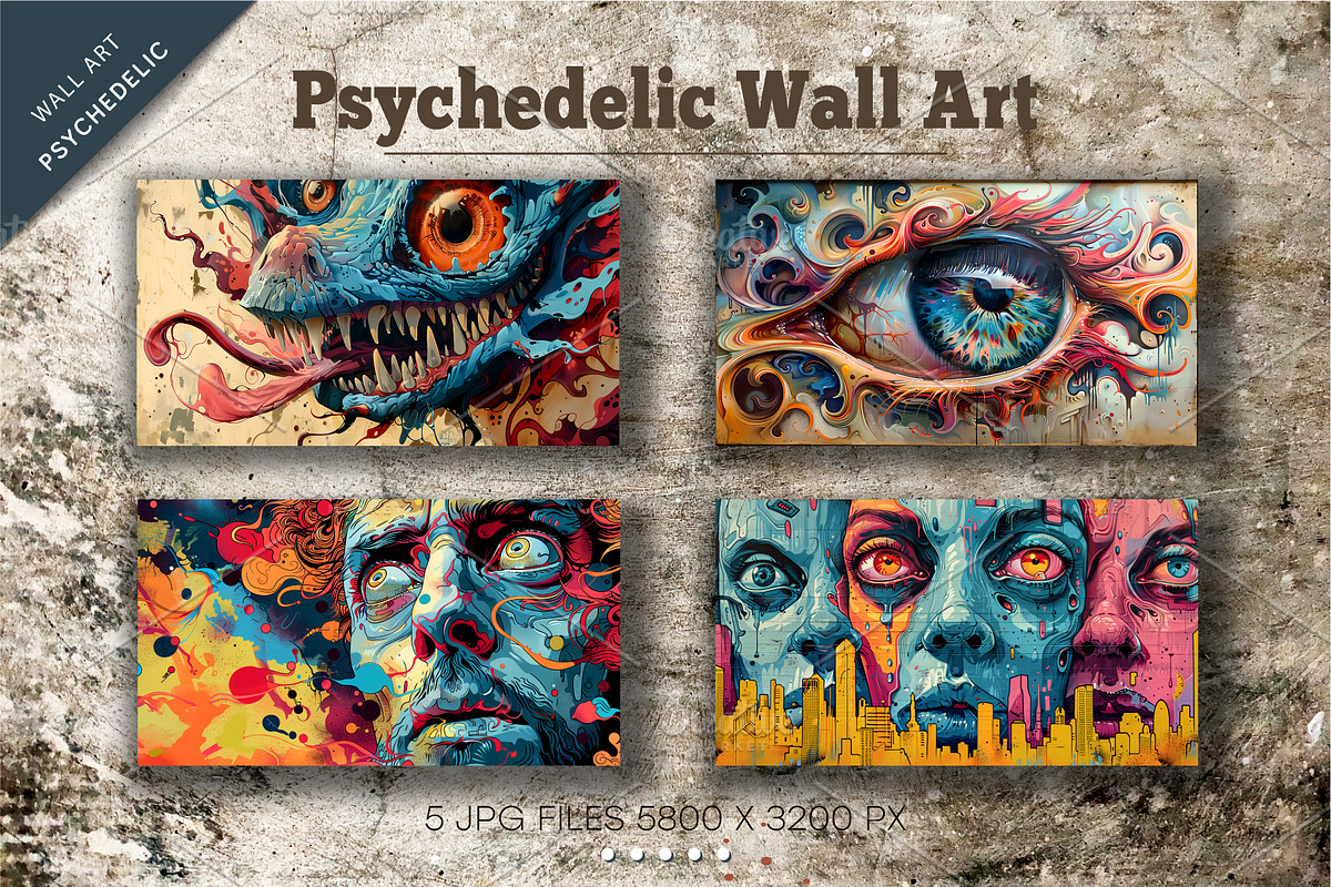 Psychedelic background 04. Wall art., a Decorative Illustration by KENO Mascots (Photo 2 of 4)