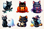 Halloween Black Cat Clipart PNG, an Illustration by Dream Creation (Thumbnail 4 of 6)