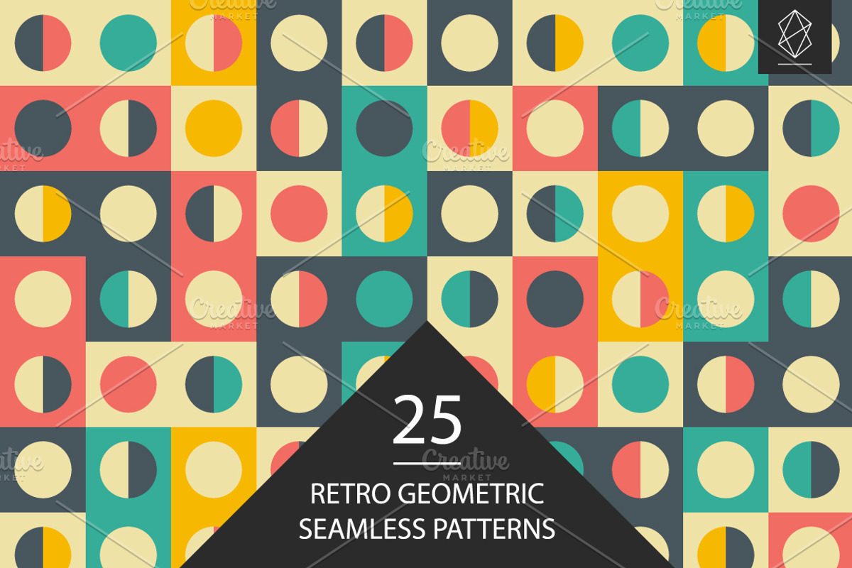 Retro geometric seamless pattern set, a Pattern Graphic by Yury Velikanov (Photo 1 of 5)