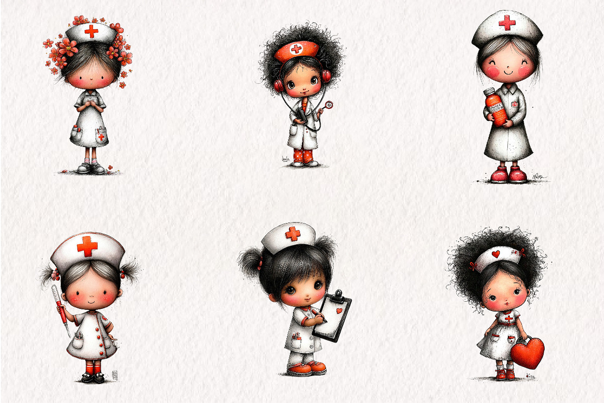 Whimsical Nurse Clipart PNG, a Seasonal Illustration by CreationArt (Photo 4 of 5)