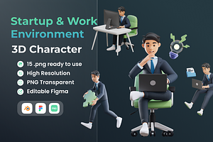 Startup & Work 3D Illustration