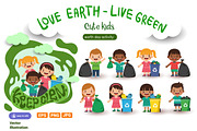 Cute Kids - Earth Day Activity, an Education Illustration by OtpirusGraphic (Thumbnail 1 of 5)