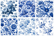 Blue French Toile Floral Pattern, a Pattern Graphic by DreamArtGraphic (Thumbnail 4 of 5)